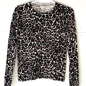 J. Crew Women's Cardigan Sweater Pullover Long Sleeve Leopard Sweater, Sz S